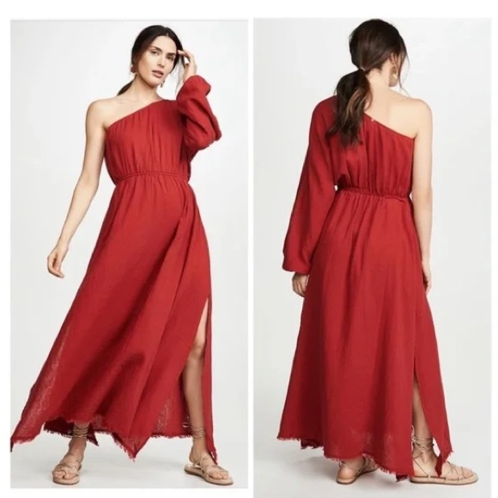 Red Carter Red One-Shoulder Gauzey Maxi Dress NWT - Picture 3 of 10